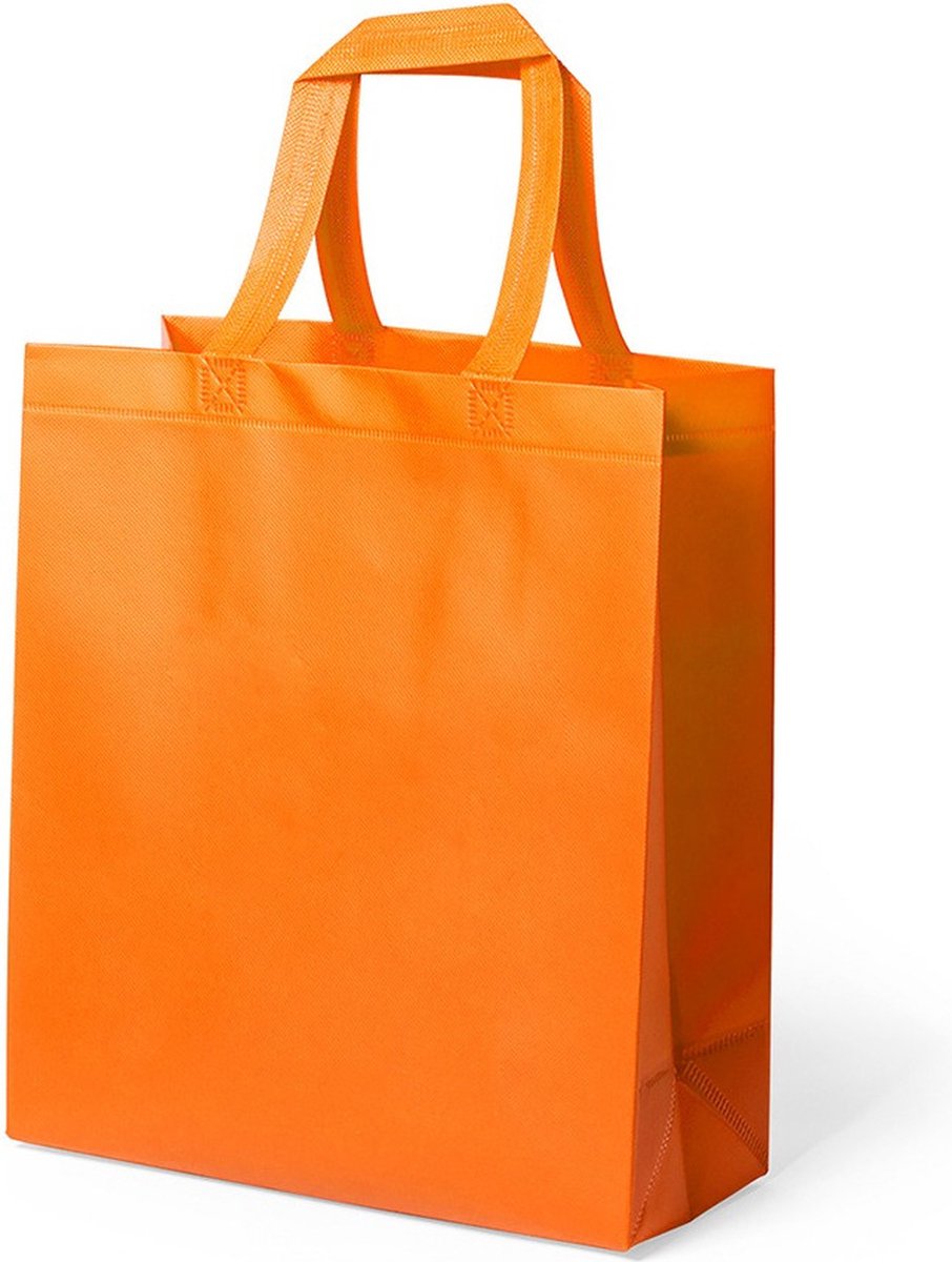 Draagtas/schoudertas/boodschappentas - met hengsels - oranje - 35 x 40 x 15 cm - polyester