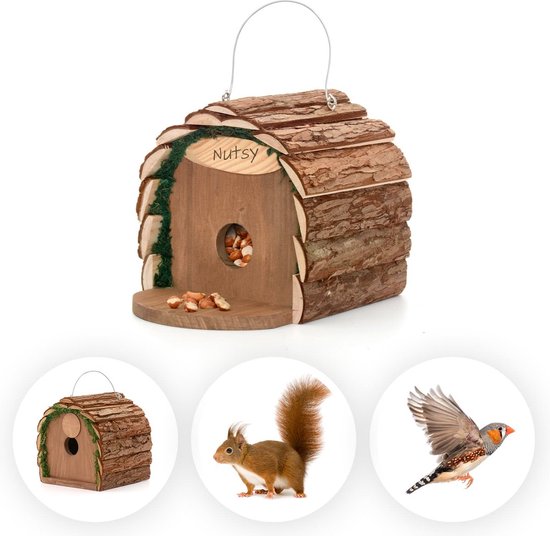 Bol d'alimentation en bois d'écureuil - Nid d'oiseau