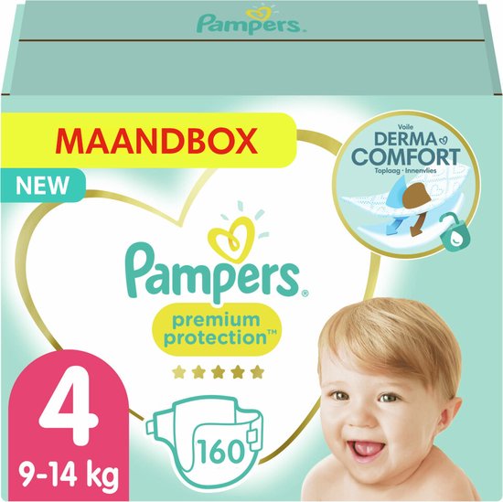 Pampers - Protection Premium - Taille 4 - Boîte mensuelle - 160 couches - Avantage