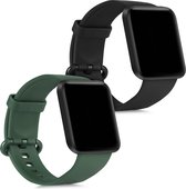 kwmobile 2x armband voor Xiaomi Mi Watch Lite / Redmi Watch - Bandjes voor fitnesstracker in zwart / donkergroen
