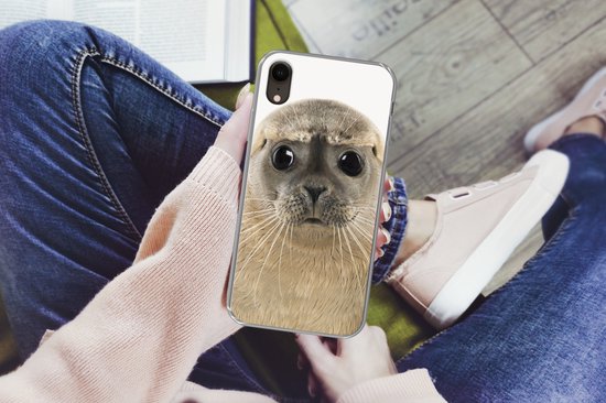 Coque pour iPhone XR - Garçons - Phoque - Grands yeux - Enfants - Garçons - Filles - Coque de téléphone en Siliconen