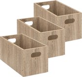 Set van 3x stuks opbergmand/kastmand 7 liter bruin/naturel van hout 31 x 15 x 15 cm - Opbergboxen - Vakkenkast manden