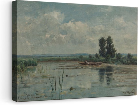 Artaza Canvas Schilderij Landschap - 60x40 cm - Wanddecoratie Natuur - Muurdecoratie Boot - Schilderijen Oude Meesters