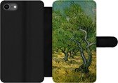 Bookcase Geschikt voor iPhone SE 2020 telefoonhoesje - Olijfgaard - Vincent van Gogh - Met vakjes - Wallet case met magneetsluiting