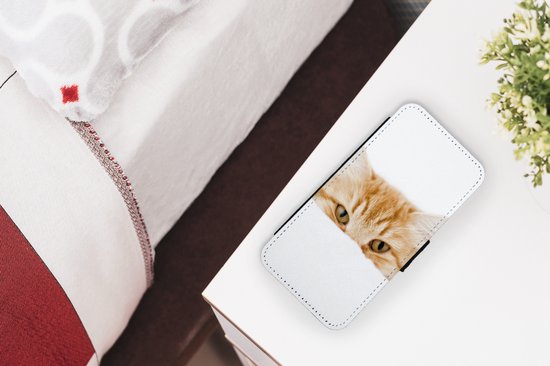Étui pour iPhone XR Bookcase - Chat - Rouge - Wit - Avec poches - Étui portefeuille avec fermeture magnétique