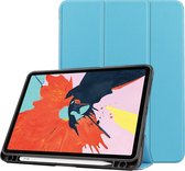 Case2go - Tablet Hoes geschikt voor Apple iPad Air 2022 - 10.9 inch - Tri-Fold Book Case - Apple Pencil Houder - Licht Blauw