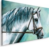 Schilderij - Prachtig schilderij van een wit paard, print op canvas, premium print