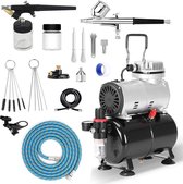 Compressor - Zinaps Airbrush Compressor Complete Set met Dual Action Airbrush en Single Action Airbrush Gun, Paint Gun voor Reclame Illustraties, Body Painting, Making, Nail Design, Professio