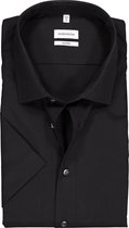 Seidensticker shaped fit overhemd - korte mouw - zwart - Strijkvrij - Boordmaat: 42