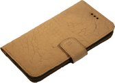 Made-NL Handgemaakte Samsung Galaxy A32 5G book case gebroken wit Krokodillenprint leer hoesje