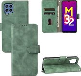 Voor Samsung Galaxy M32 (Globaal) Effen Kleur Huid Voelen Magnetische Gesp Horizontale Flip Kalf Textuur PU Lederen Case met Houder & Kaartsleuven & Portemonnee (Groen)