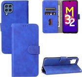 Voor Samsung Galaxy M32 (Globaal) Effen Kleur Huid Voelen Magnetische Gesp Horizontale Flip Kalf Textuur PU Lederen Case met Houder & Kaartsleuven & Portemonnee (Blauw)