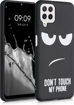 kwmobile telefoonhoesje compatibel met Samsung Galaxy A22 4G - Hoesje voor smartphone in wit / zwart - Don't Touch My Phone design