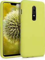 kwmobile telefoonhoesje voor OnePlus 6 - Hoesje met siliconen coating - Smartphone case in neon geel