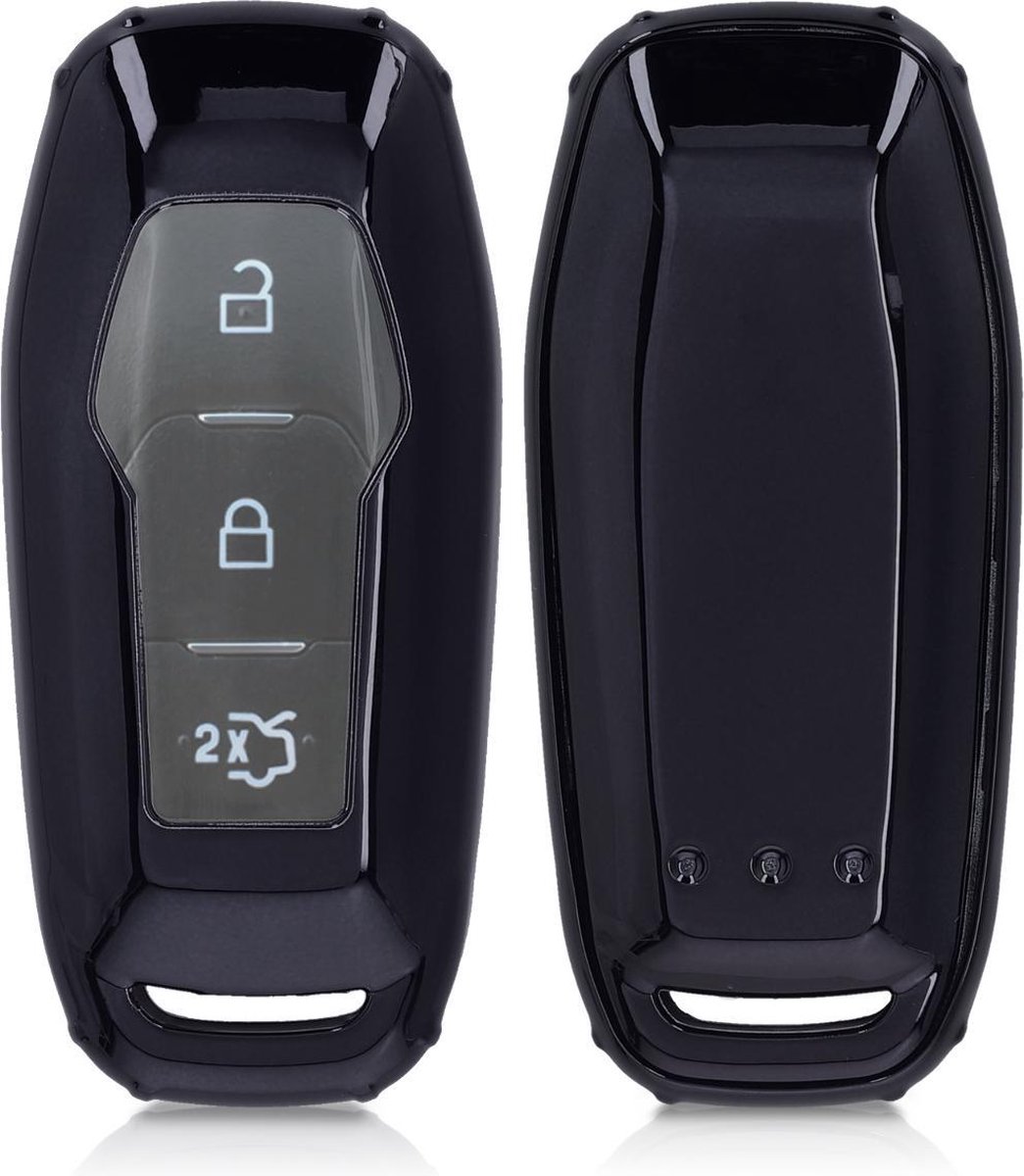 kwmobile autosleutelhoes geschikt voor Ford 3-knops MyKey autosleutel (Key Free) - TPU beschermhoes in hoogglans zwart
