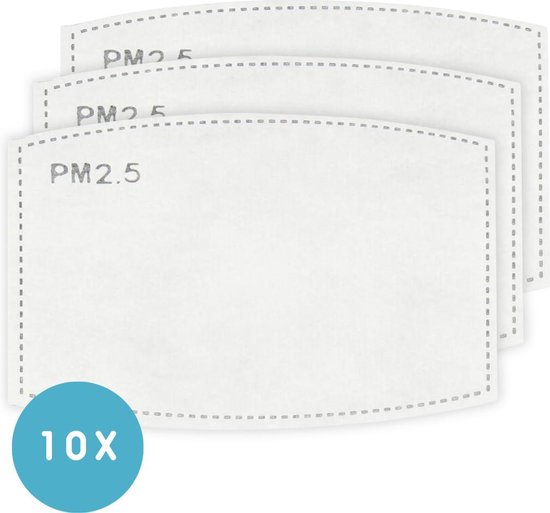 Vervangbare mondkapje filters 10 pack - Merkloos