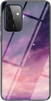 Voor Samsung Galaxy A72 5G/4G Sterrenhemel Geschilderd Gehard Glas TPU Schokbestendig Beschermhoes (Dream Sky)