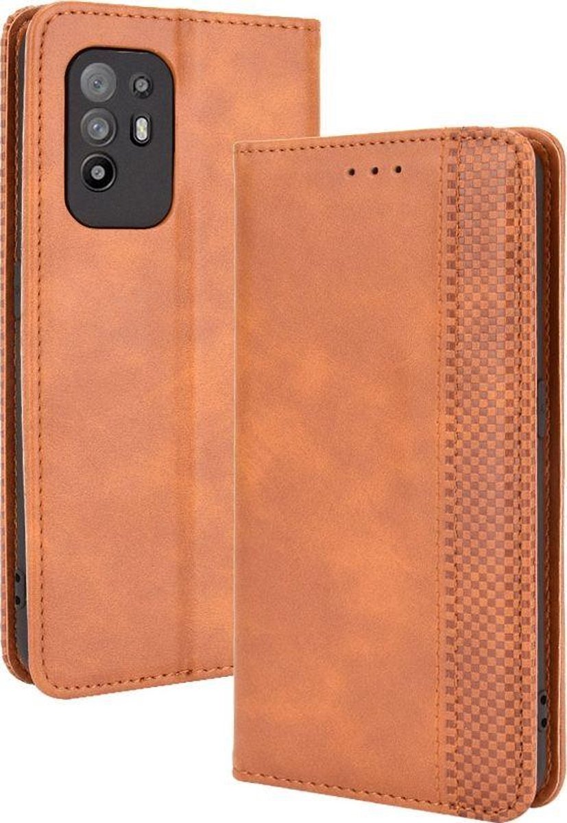 Mobigear Telefoonhoesje geschikt voor OPPO A94 5G Hoesje | Mobigear Sensation Bookcase Portemonnee | Pasjeshouder voor 3 Pasjes | Telefoonhoesje voor Pinpas / OV Kaart / Rijbewijs - Cognac