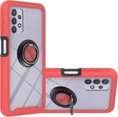 Voor Samsung Galaxy A32 5G Sterrenhemel Effen Kleur Serie Schokbestendige PC + TPU Beschermhoes met Ring Houder & Magnetische Functie (Rood)