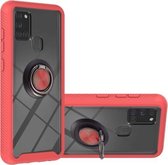 Voor Samsung Galaxy A21s/A217F Sterrenhemel Effen Kleur Serie Schokbestendige PC + TPU Beschermhoes met Ring Houder & Magnetische Functie (Rood)