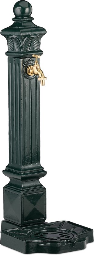 Decoratieve buitenkraan met bakje - Groen gietijzer - Buitenkranen