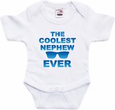 Coolest nephew ever tekst baby rompertje wit jongens - Kraamcadeau - Babykleding 80 (9-12 maanden)