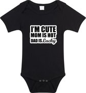 Cute hot lucky tekst baby rompertje zwart jongens en meisjes - Kraamcadeau - Babykleding 92 (18-24 maanden)