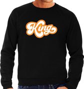 King Koningsdag sweater - zwart - heren - Koningsdag kleding / outfit / trui M