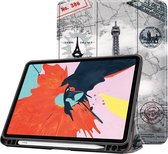 Case2go - Tablethoes geschikt voor Apple iPad Air 11 (2025) / Apple iPad Air 11 (2024) - Auto Wake/Sleep functie - Tri-Fold Book Case - Apple Pencil Houder - Eiffeltoren