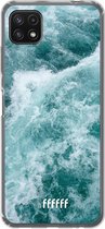 6F hoesje - geschikt voor Samsung Galaxy A22 5G -  Transparant TPU Case - Whitecap Waves #ffffff