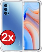 OPPO Reno 4 Pro Hoesje (5G versie) Siliconen Shock Proof Case Transparant - OPPO Reno 4 Pro Hoesje Cover Extra Stevig - Transparant - 2 PACK