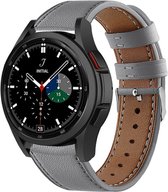 Leren bandje - Bandje leer grijs - Geschikt voor Samsung Galaxy Watch 4 & Watch 4 Classic & Samsung Galaxy Watch 5 & Watch 5 Pro - Bandje voor smartwatches leer grijs