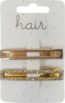 Haarspeldjes duckclip 6.0cm Langwerpig Metallic en Glitter - Goud - 2 stuks