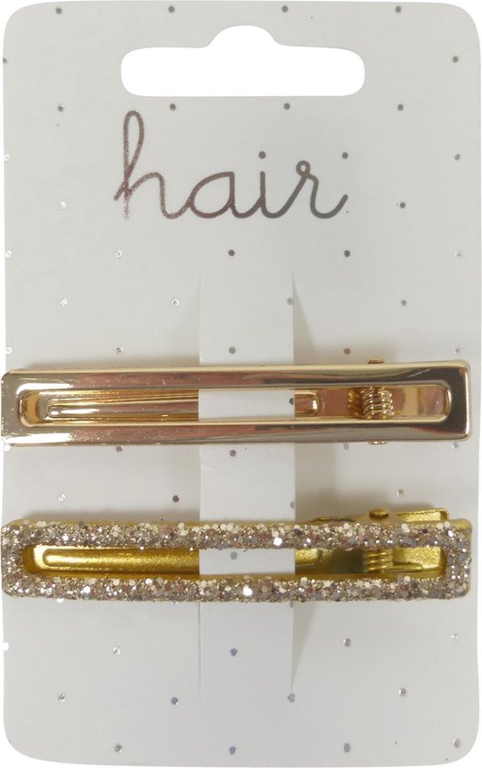 Haarspeldjes duckclip 6.0cm Langwerpig Metallic en Glitter - Goud - 2 stuks