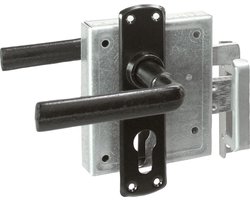 Poortslot - Met beslag - Gietijzer - Zwart ( 1 stuk)