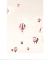 Poster - Caroline Hot Air Balloons - 40 X 30 Cm - Roze