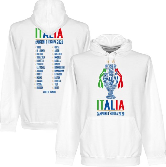 Italië Champions Of Europe 2021 Selectie Hoodie - Wit - Kinderen - 152