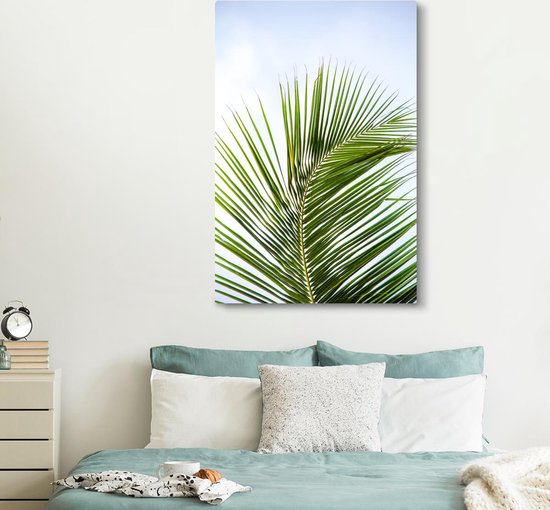Tableau Toile Feuilles de Palmier - Ciel - Tropical - 120x180 cm - Décoration murale XXL