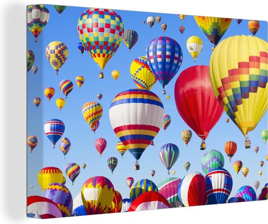 Canvas Schilderij Luchtballon - Lucht - Kleuren - Patronen - Wanddecoratie