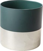 Windlicht - Tafellamp - Kaarsenhouder - Lantaarn - Groen Rond Glas - 11,5x11,5x11,5cm