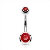 Navelpiercing met steentje rood