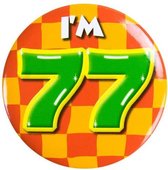 button I'm 77 staal 5,5 cm rood/geel/groen