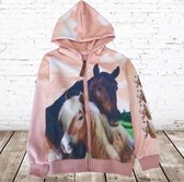 Vest met paarden print roze -s&C-86/92-Meisjes vest