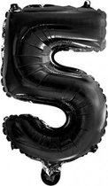 folieballon Cijfer 5 16 cm zwart