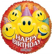 folieballon party smilies birthday 46 cm geel/rood