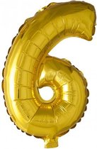 folieballon Cijfer 6 102 cm goud