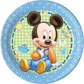 feestborden Baby Mickey 23 cm karton blauw 8 stuks