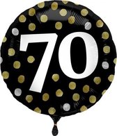 folieballon Glossy 70 jaar rond 45 cm zwart/goud