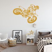 Muursticker Crossmotor -  Goud -  120 x 87 cm  -  baby en kinderkamer - Muursticker4Sale