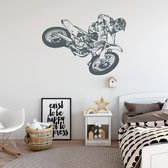 Muursticker Crossmotor -  Donkergrijs -  80 x 58 cm  -  baby en kinderkamer - Muursticker4Sale